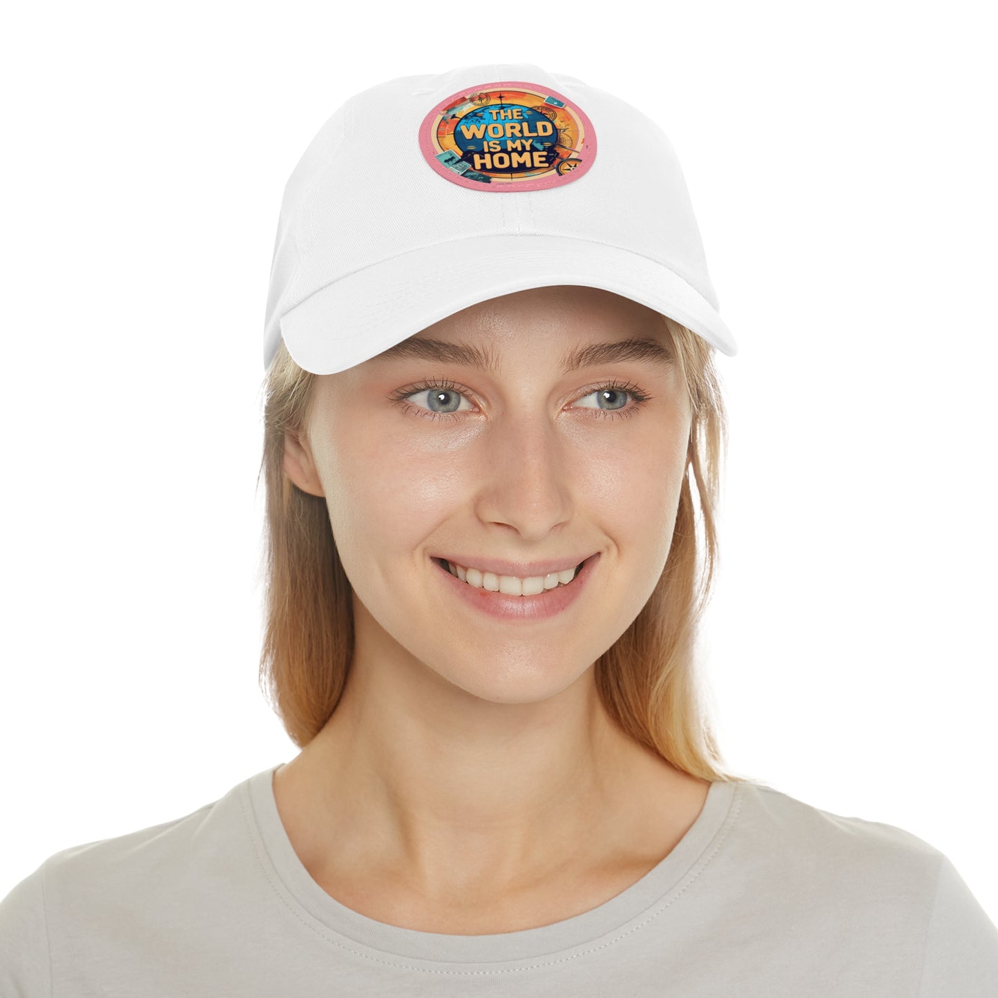 Adventure Dad Hat with Leather Patch - The World is My Home, Travel Gift, Casual Wear, Outdoor Activities, Father's Day