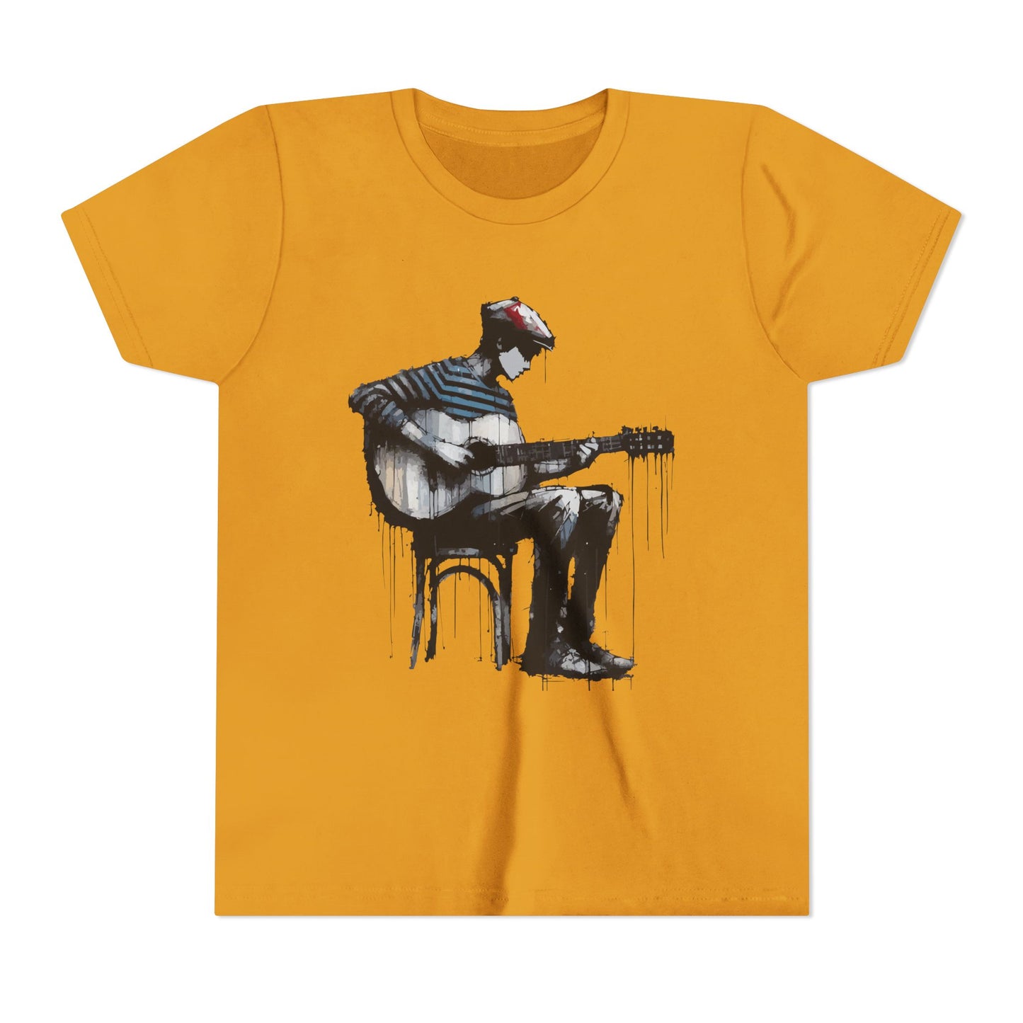 Artistic Youth Tee with Guitar Design, Music Lover Gift, Cool Graphic T-Shirt, Summer Wear, Creative Artsy Shirt
