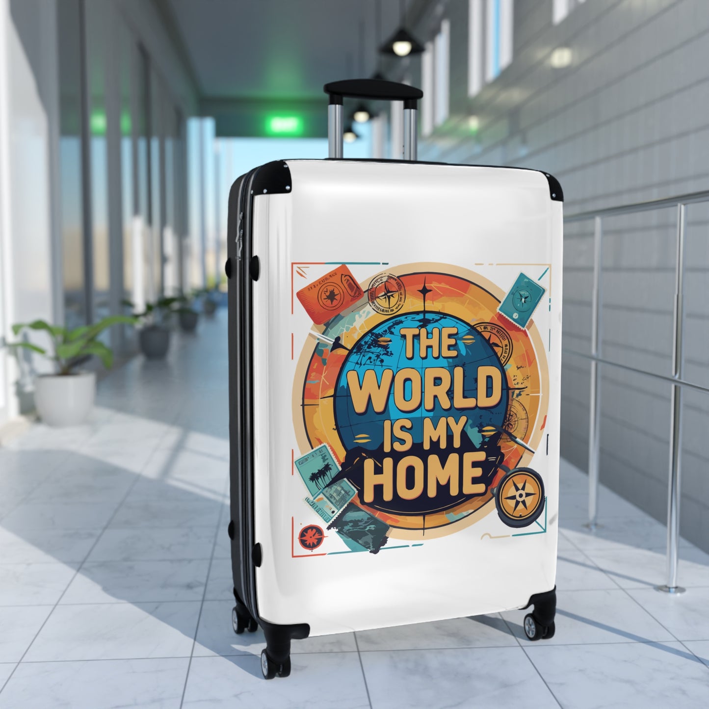 Travel Suitcase with 'The World is My Home' Design - Perfect for Adventurers, Gifts for Travelers, Luggage for Vacations, Personal [...]