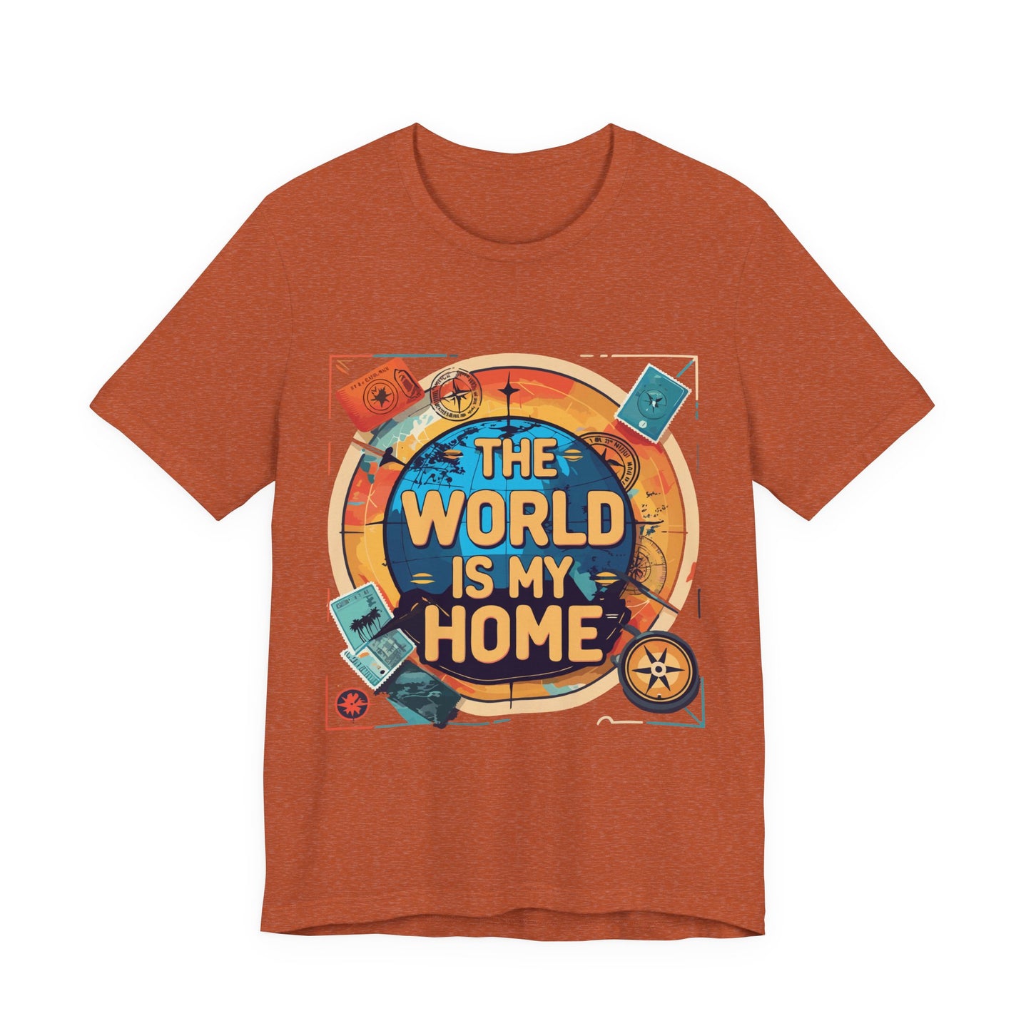 Travel-Inspired Tee: "The World is My Home" Unisex Jersey Short Sleeve T-Shirt, Adventure Shirt, Gift for Travelers, Wanderlust Shirt, [...]