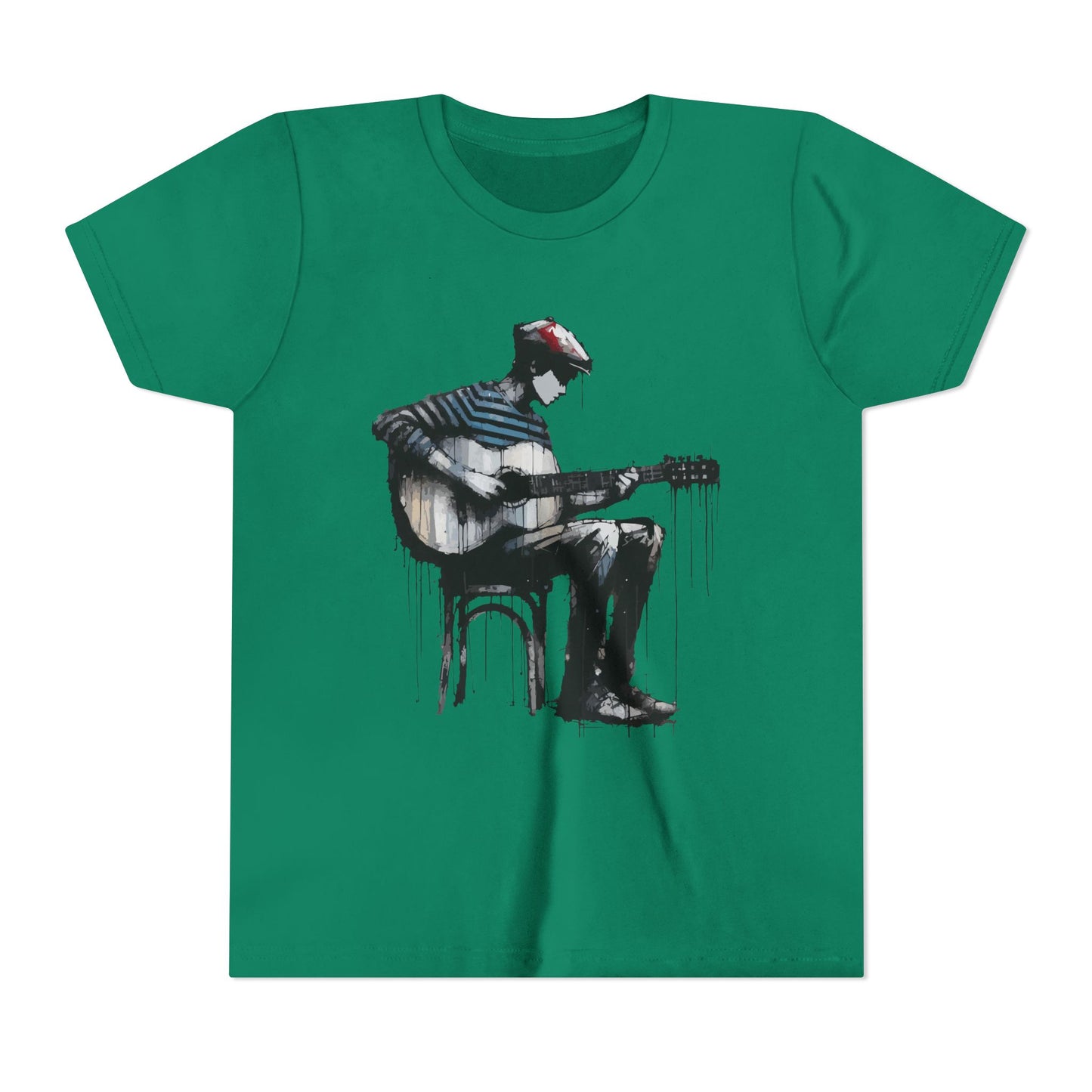 Artistic Youth Tee with Guitar Design, Music Lover Gift, Cool Graphic T-Shirt, Summer Wear, Creative Artsy Shirt