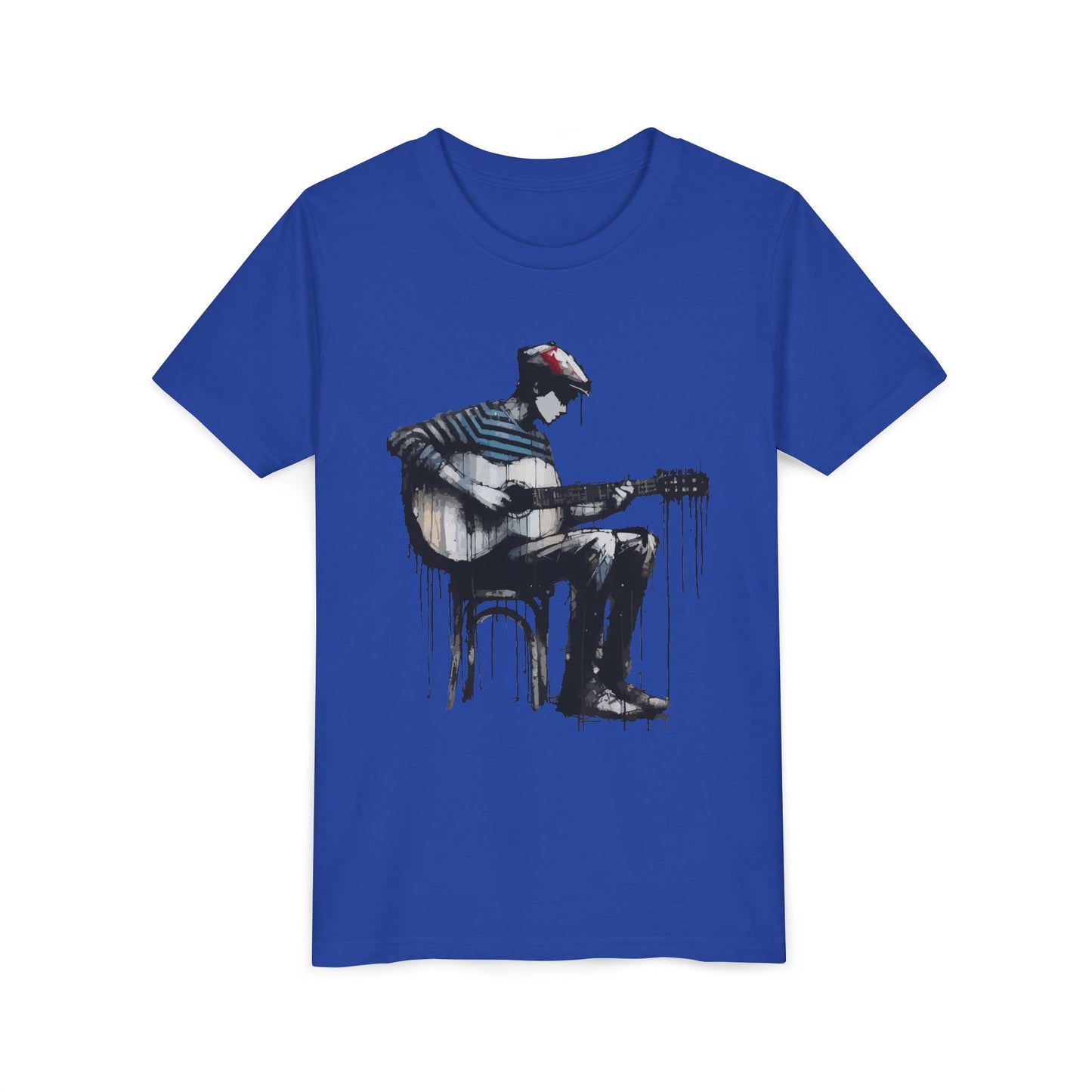 Artistic Youth Tee with Guitar Design, Music Lover Gift, Cool Graphic T-Shirt, Summer Wear, Creative Artsy Shirt