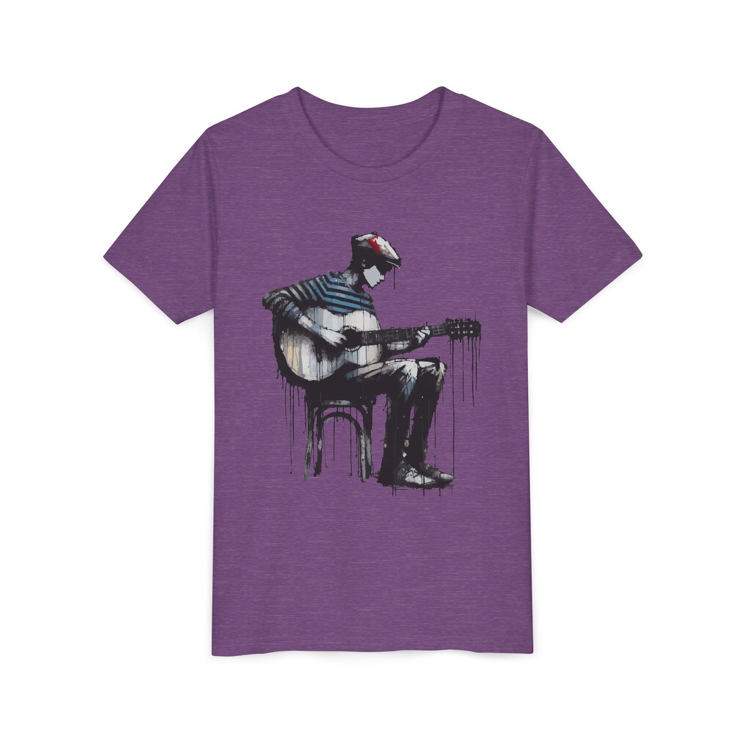 Artistic Youth Tee with Guitar Design, Music Lover Gift, Cool Graphic T-Shirt, Summer Wear, Creative Artsy Shirt