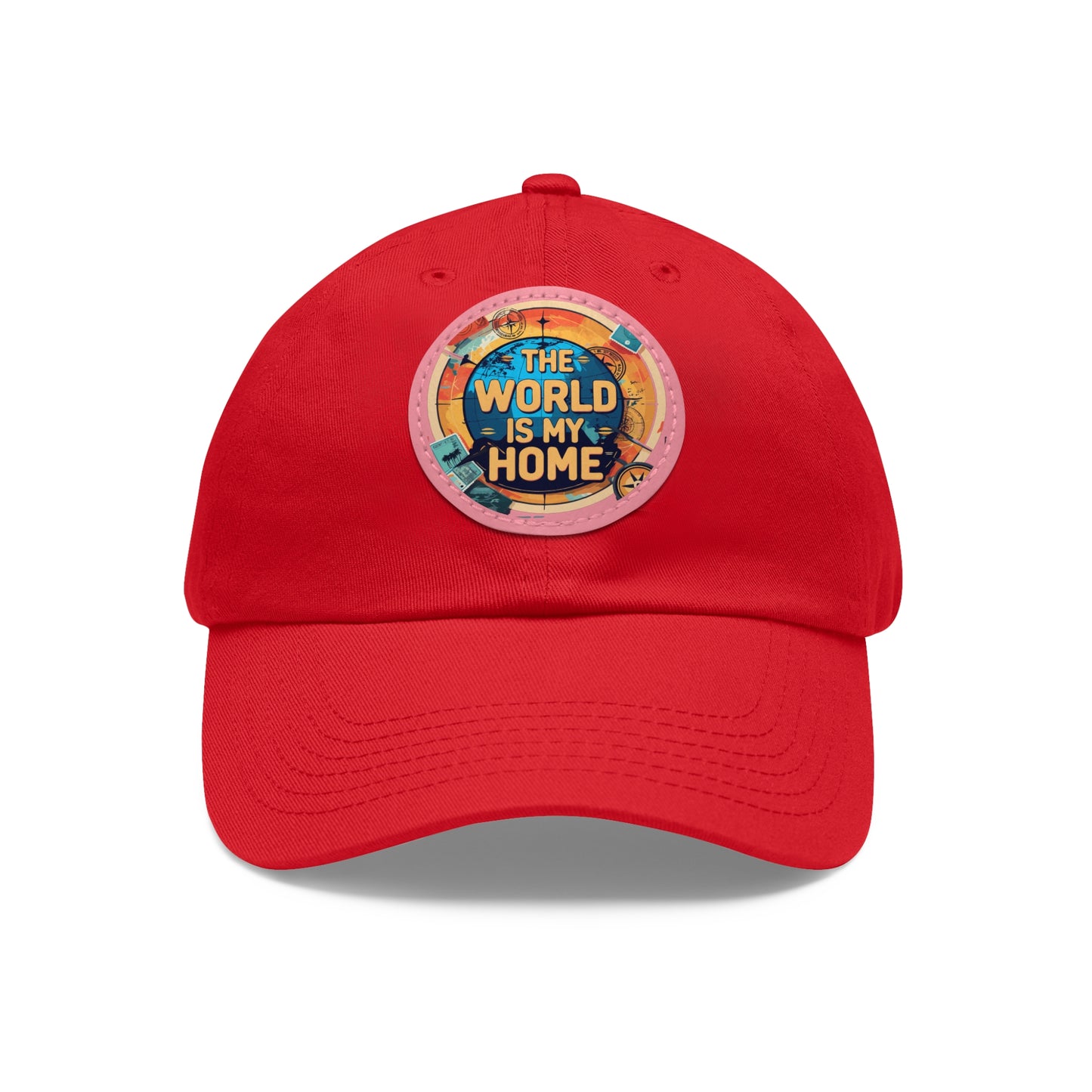 Adventure Dad Hat with Leather Patch - The World is My Home, Travel Gift, Casual Wear, Outdoor Activities, Father's Day