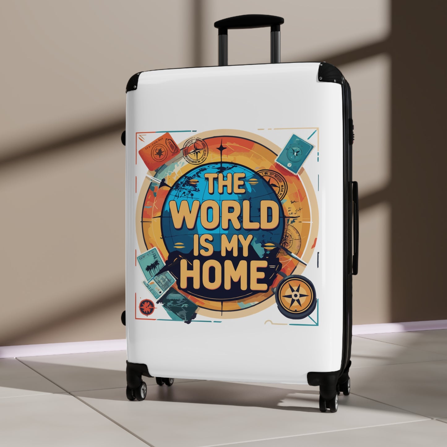 Travel Suitcase with 'The World is My Home' Design - Perfect for Adventurers, Gifts for Travelers, Luggage for Vacations, Personal [...]