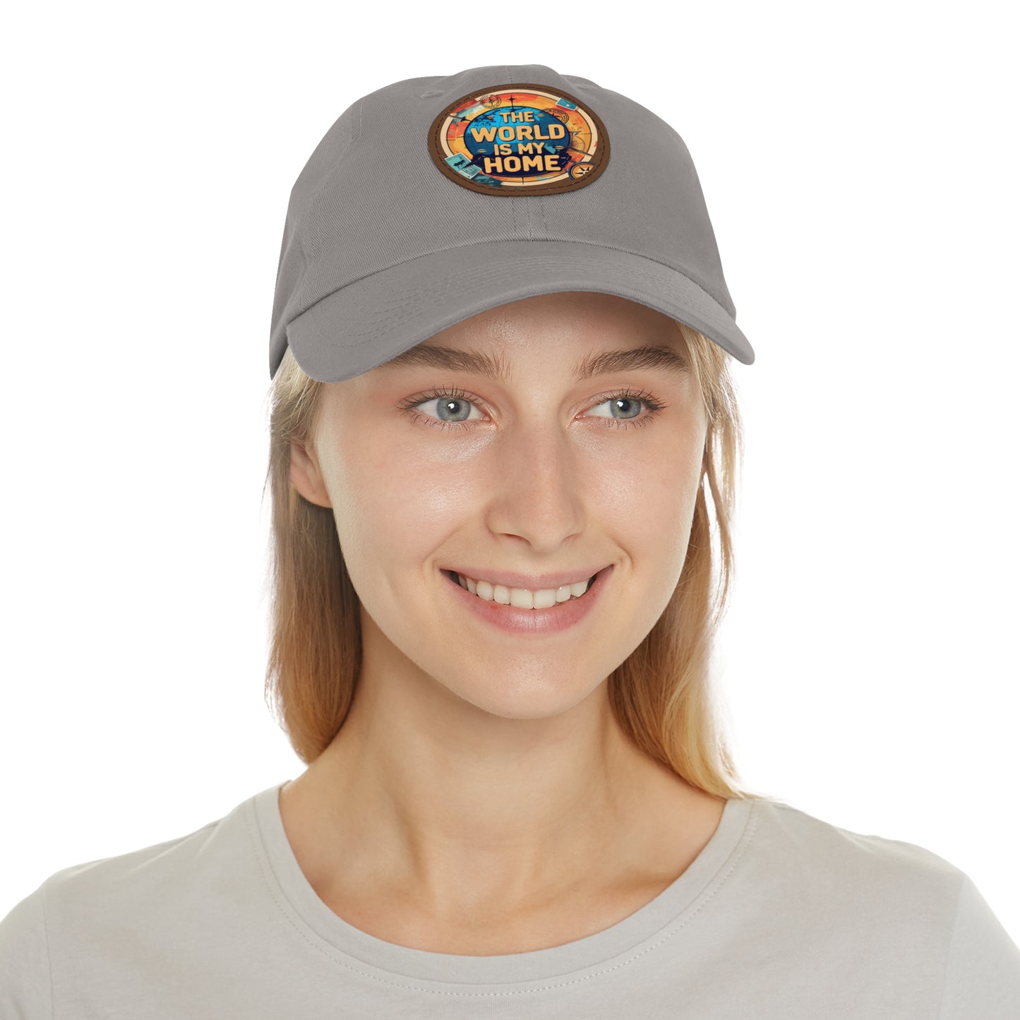 Adventure Dad Hat with Leather Patch - The World is My Home, Travel Gift, Casual Wear, Outdoor Activities, Father's Day
