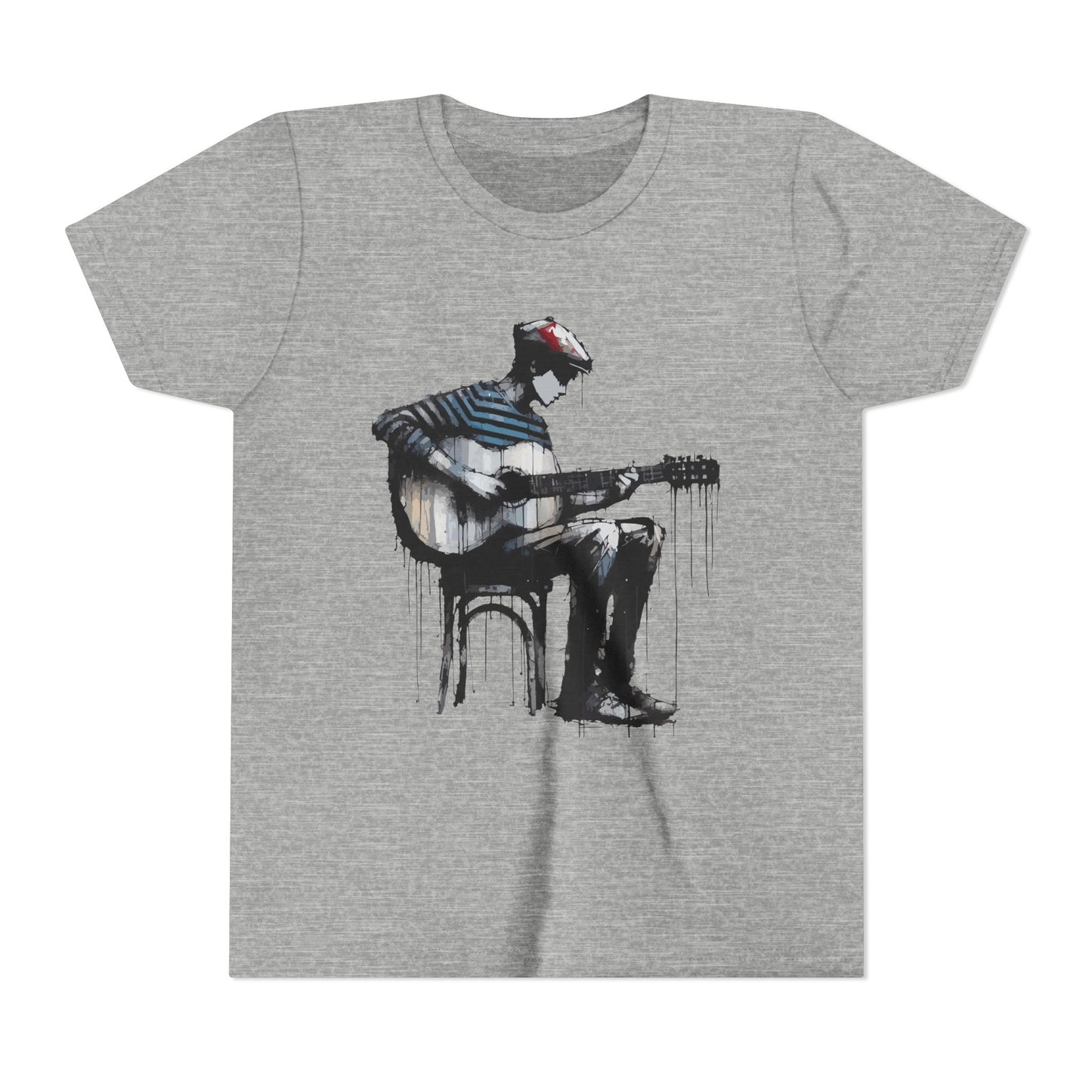 Artistic Youth Tee with Guitar Design, Music Lover Gift, Cool Graphic T-Shirt, Summer Wear, Creative Artsy Shirt