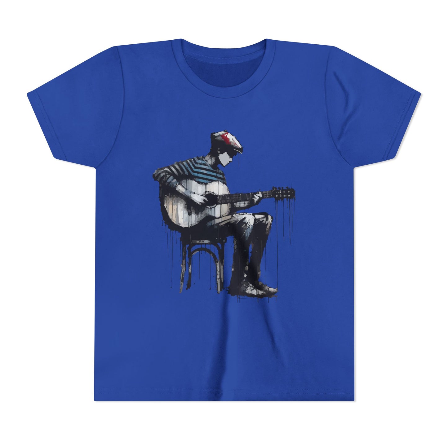 Artistic Youth Tee with Guitar Design, Music Lover Gift, Cool Graphic T-Shirt, Summer Wear, Creative Artsy Shirt