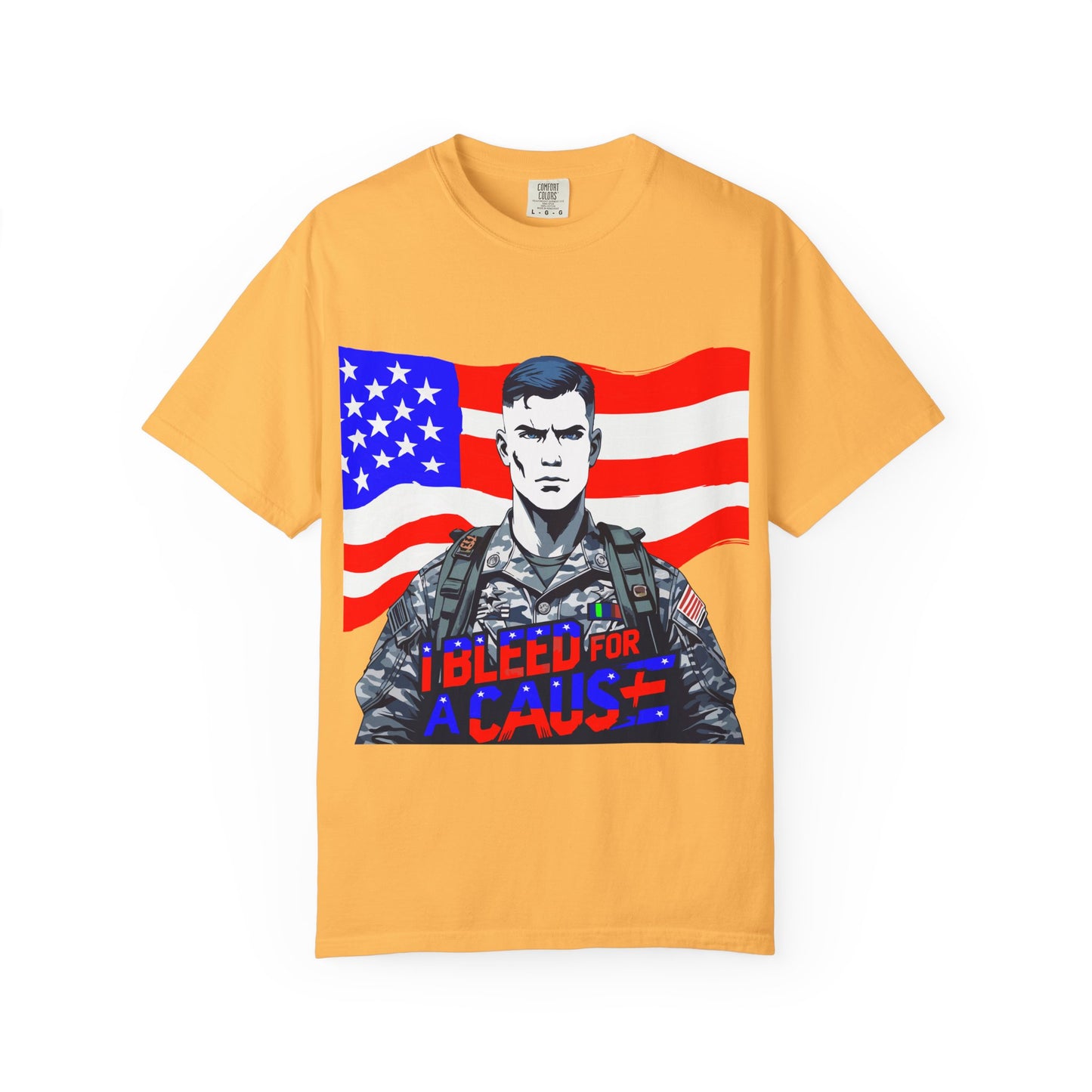 Patriotic Graphic Tee - I Bleed for a Cause, Military Support Shirt, Unisex Casual Wear, American Pride T-Shirt, Gifts for Veterans