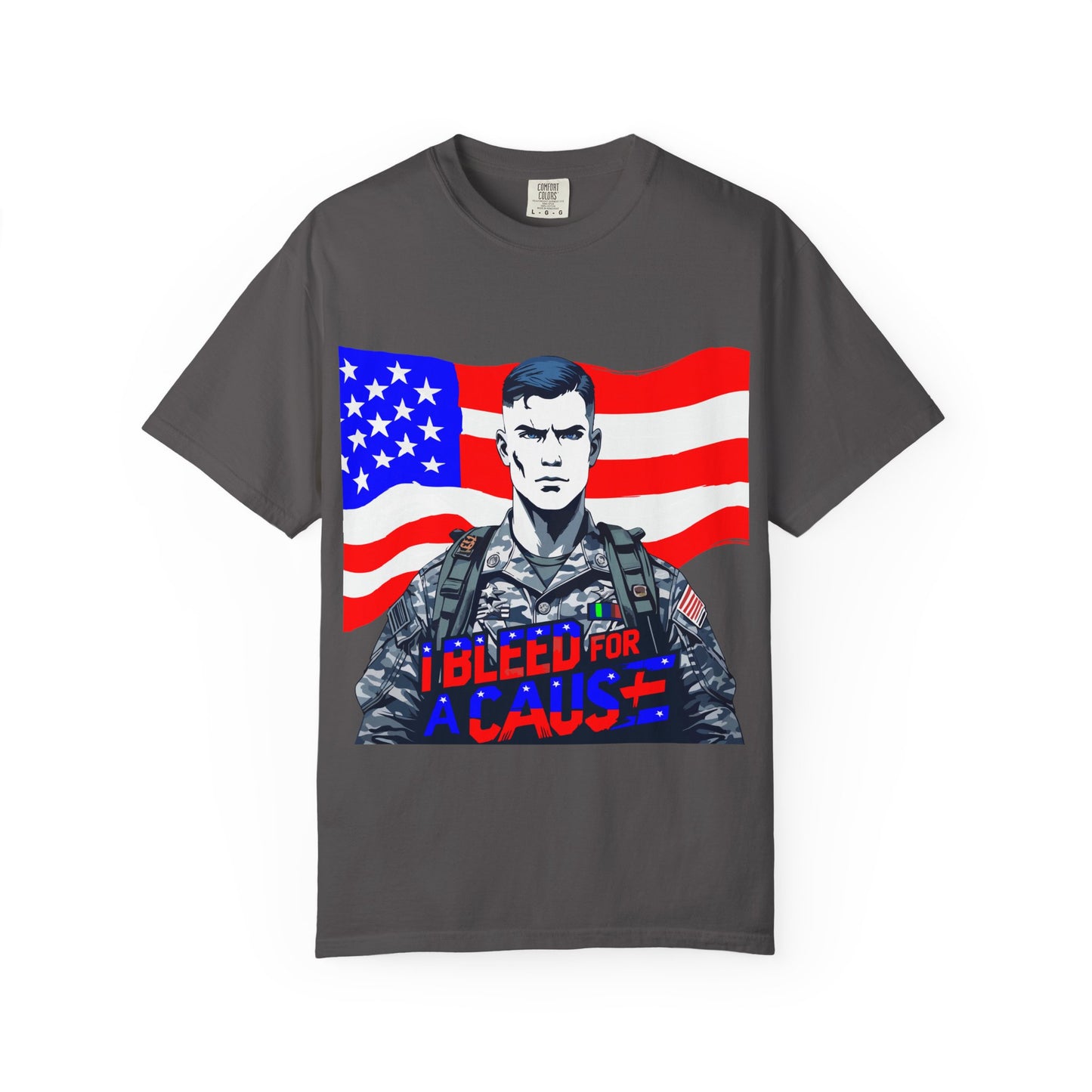 Patriotic Graphic Tee - I Bleed for a Cause, Military Support Shirt, Unisex Casual Wear, American Pride T-Shirt, Gifts for Veterans