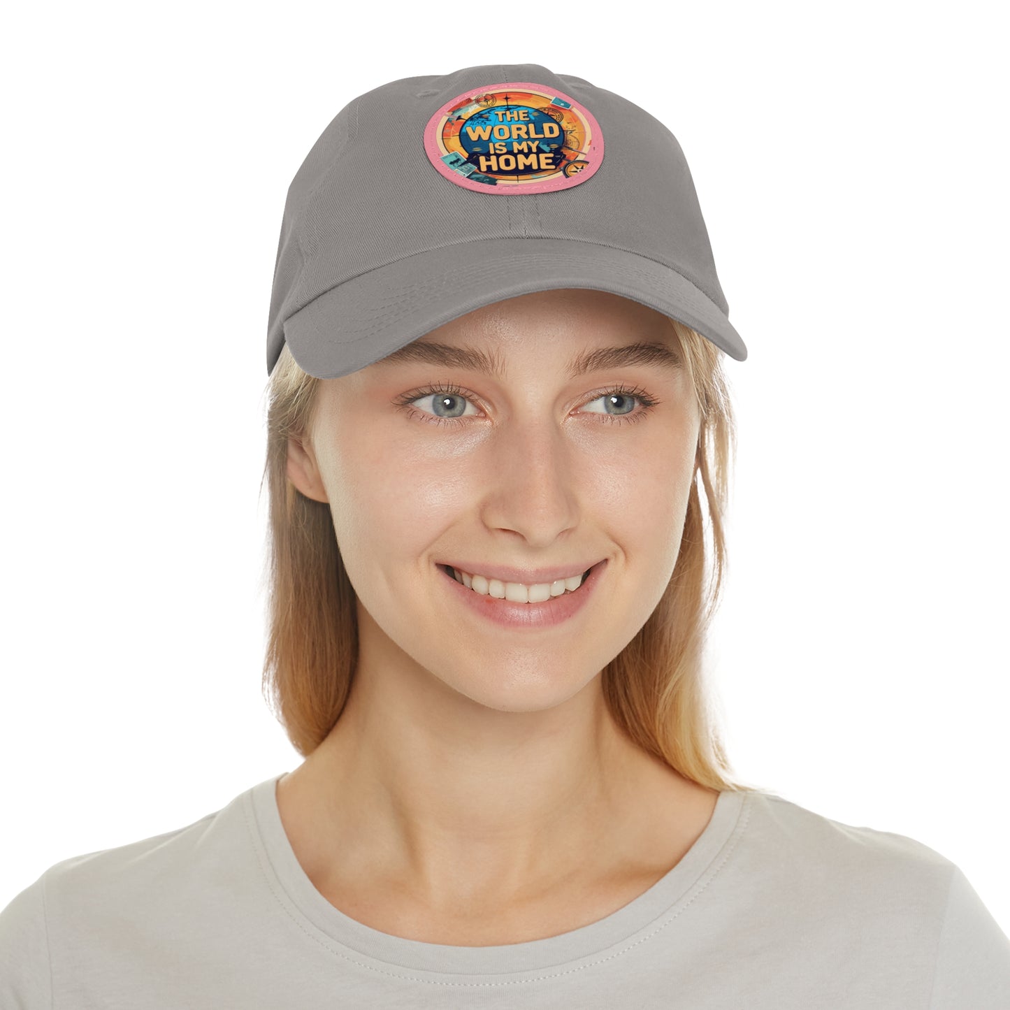 Adventure Dad Hat with Leather Patch - The World is My Home, Travel Gift, Casual Wear, Outdoor Activities, Father's Day