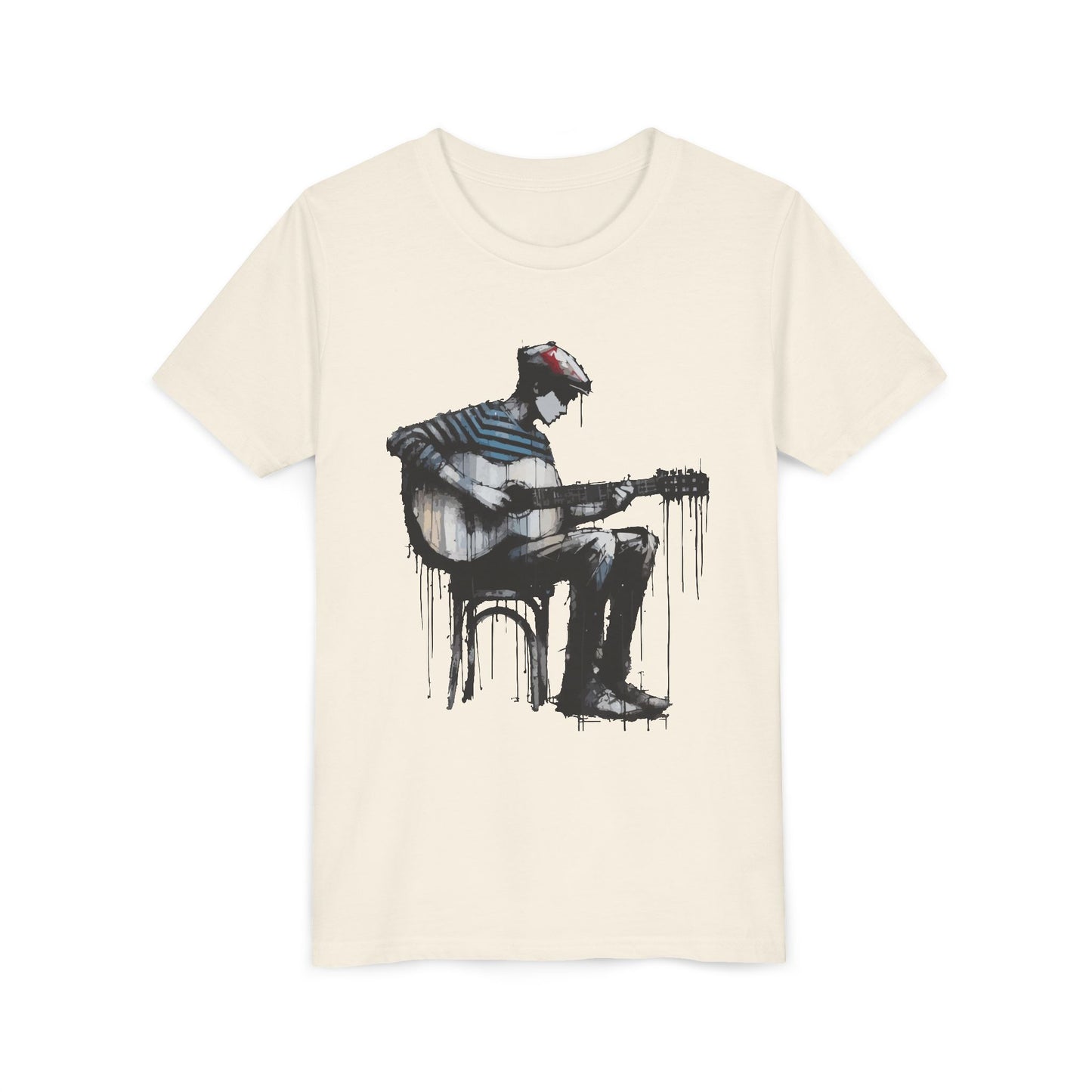 Artistic Youth Tee with Guitar Design, Music Lover Gift, Cool Graphic T-Shirt, Summer Wear, Creative Artsy Shirt