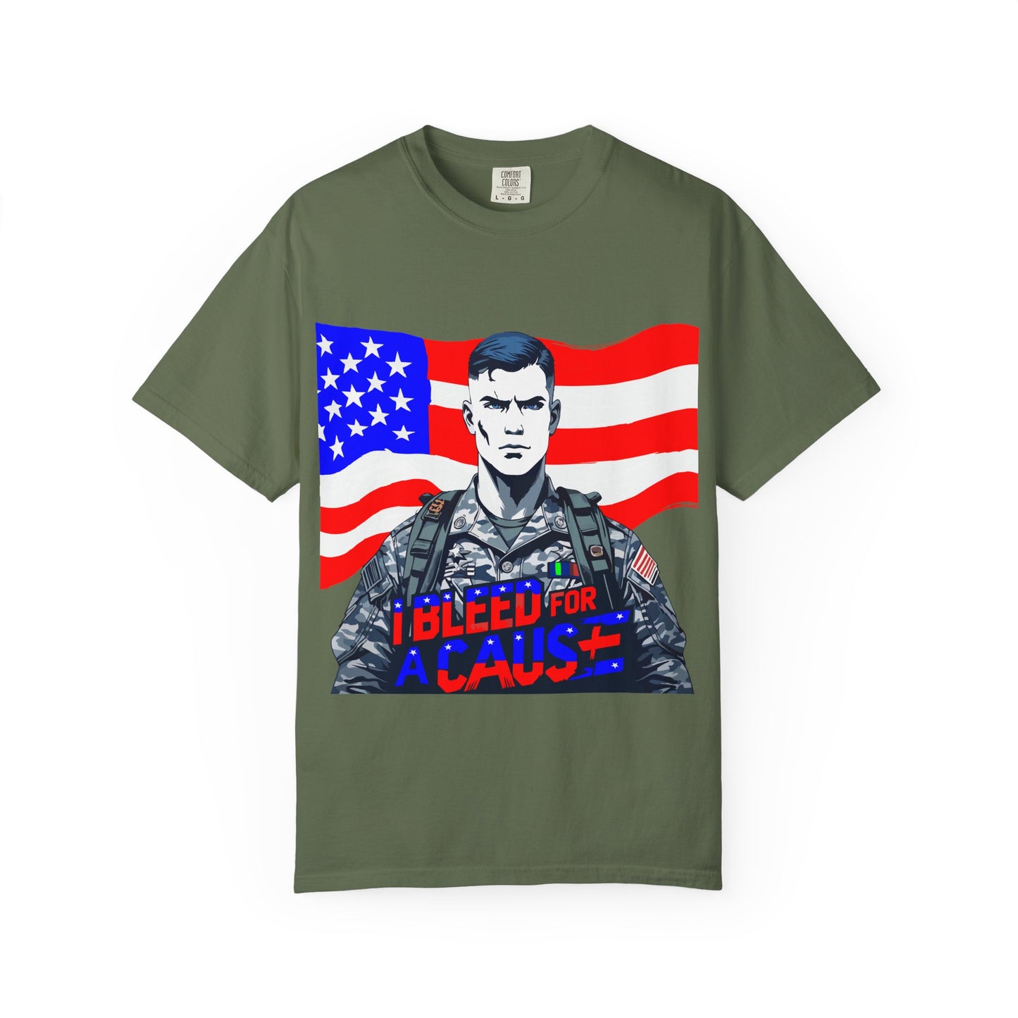 Patriotic Graphic Tee - I Bleed for a Cause, Military Support Shirt, Unisex Casual Wear, American Pride T-Shirt, Gifts for Veterans