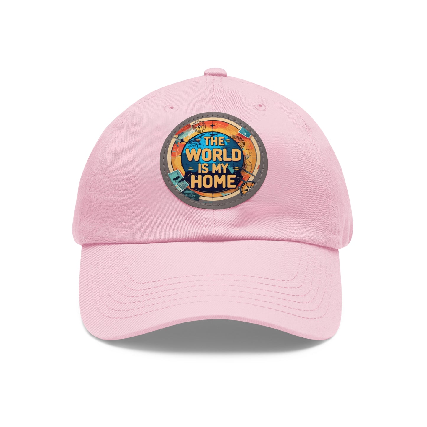 Adventure Dad Hat with Leather Patch - The World is My Home, Travel Gift, Casual Wear, Outdoor Activities, Father's Day