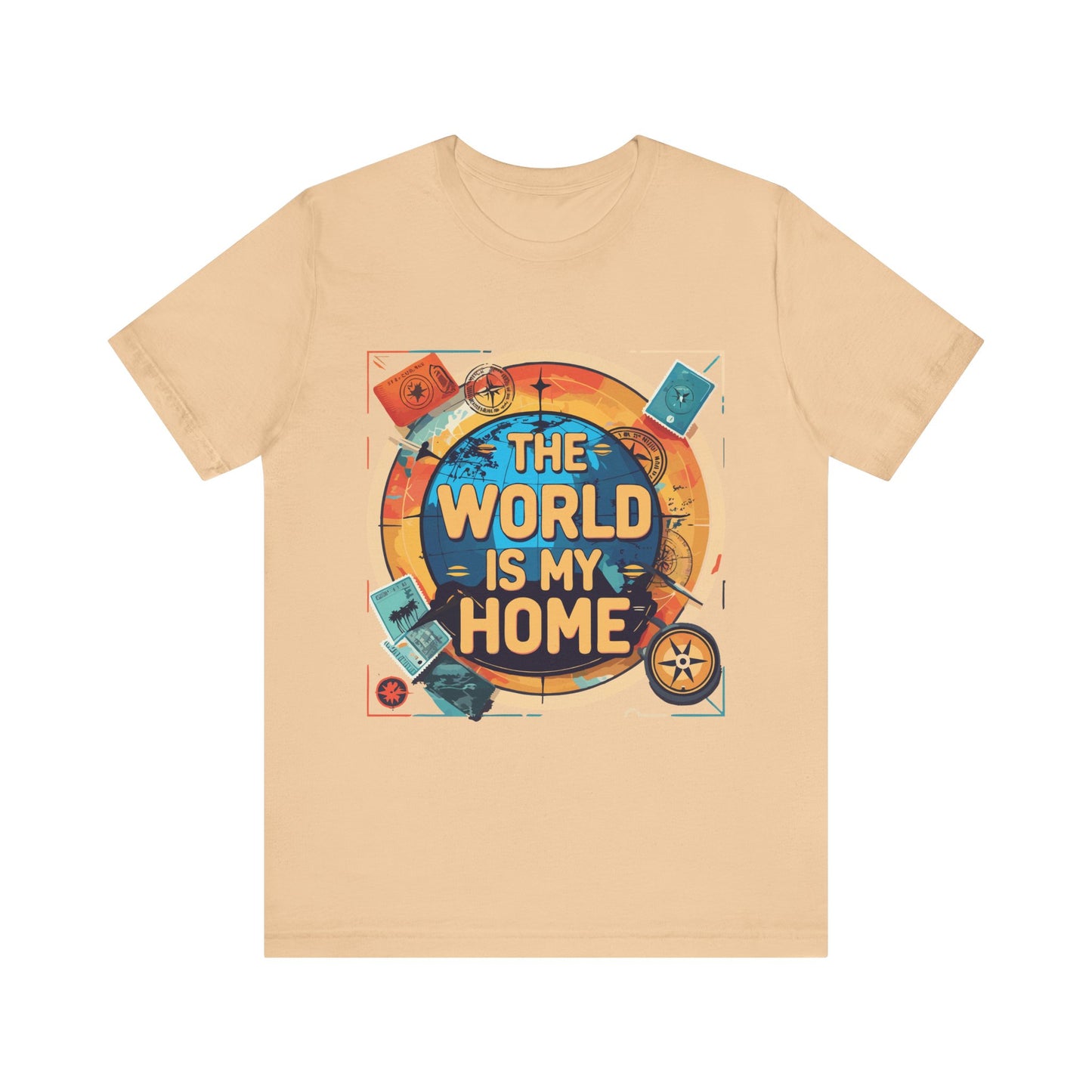 Travel-Inspired Tee: "The World is My Home" Unisex Jersey Short Sleeve T-Shirt, Adventure Shirt, Gift for Travelers, Wanderlust Shirt, [...]