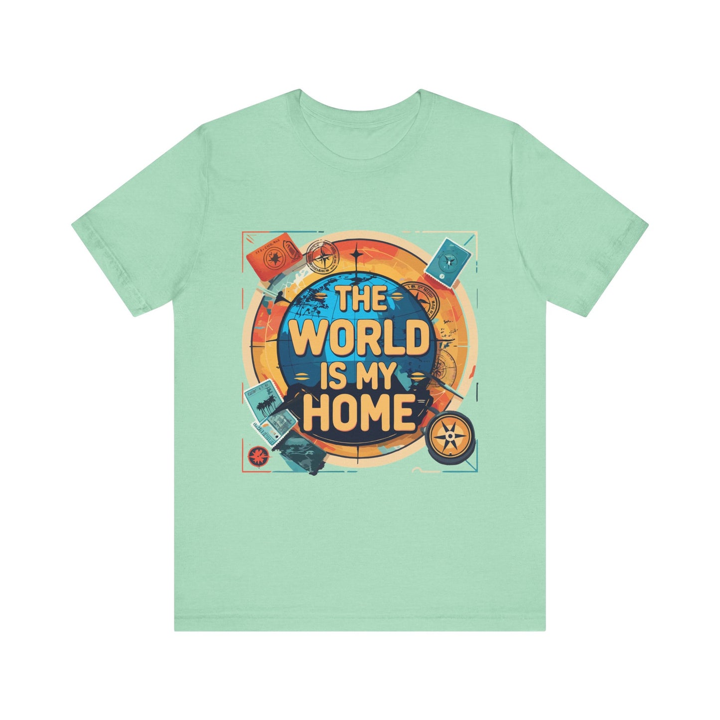 Travel-Inspired Tee: "The World is My Home" Unisex Jersey Short Sleeve T-Shirt, Adventure Shirt, Gift for Travelers, Wanderlust Shirt, [...]
