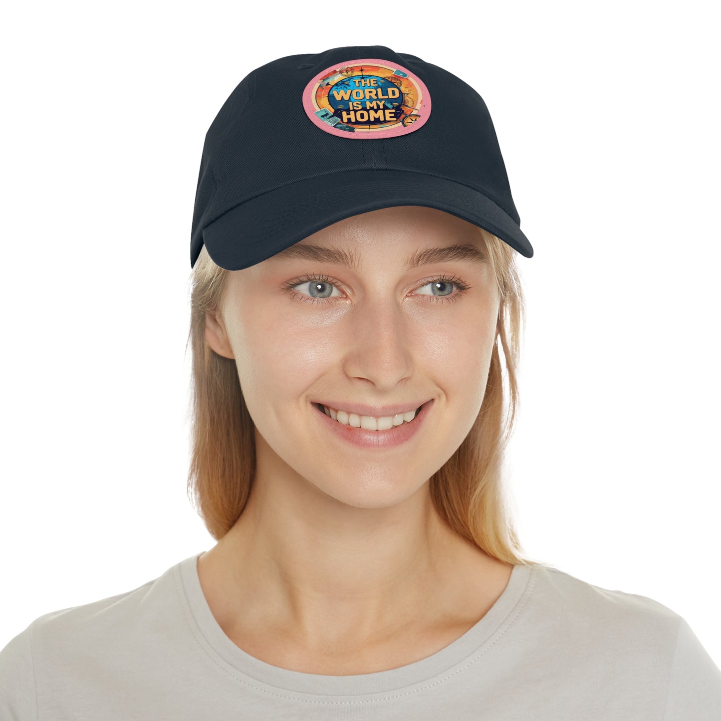 Adventure Dad Hat with Leather Patch - The World is My Home, Travel Gift, Casual Wear, Outdoor Activities, Father's Day
