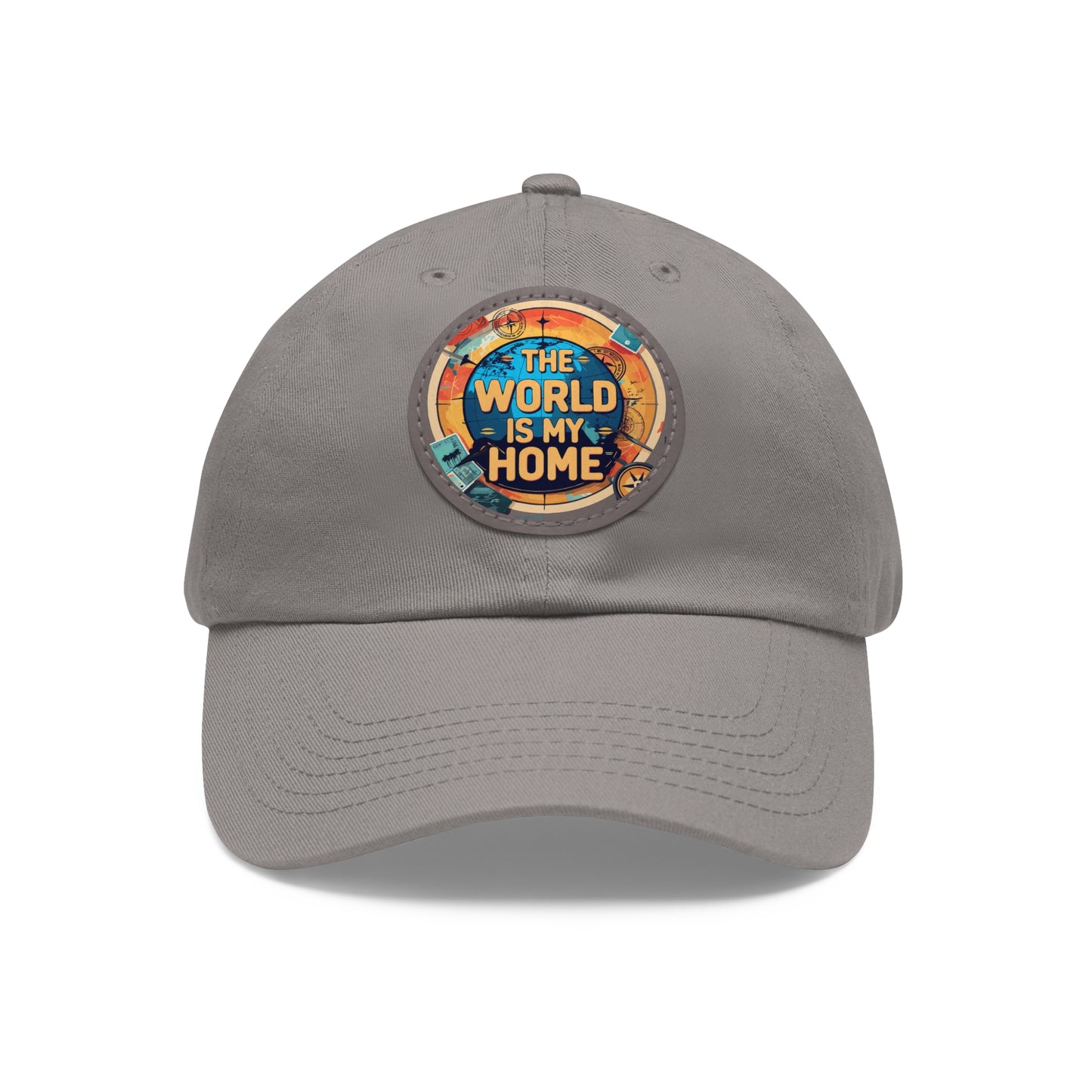Adventure Dad Hat with Leather Patch - The World is My Home, Travel Gift, Casual Wear, Outdoor Activities, Father's Day