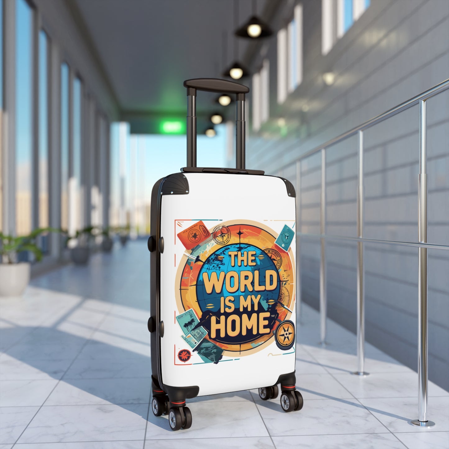 Travel Suitcase with 'The World is My Home' Design - Perfect for Adventurers, Gifts for Travelers, Luggage for Vacations, Personal [...]