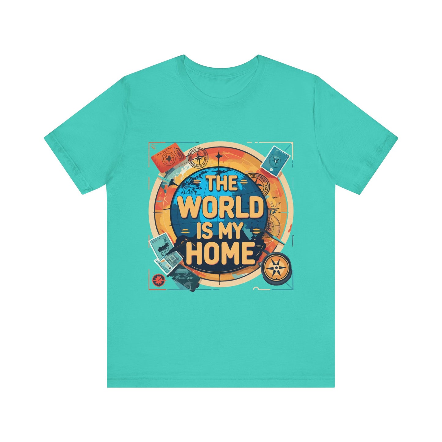 Travel-Inspired Tee: "The World is My Home" Unisex Jersey Short Sleeve T-Shirt, Adventure Shirt, Gift for Travelers, Wanderlust Shirt, [...]