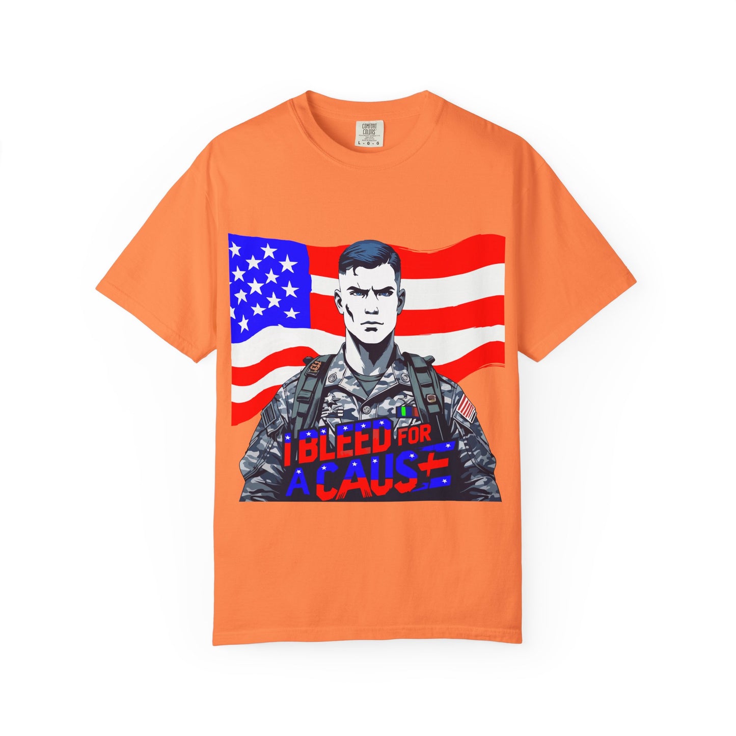 Patriotic Graphic Tee - I Bleed for a Cause, Military Support Shirt, Unisex Casual Wear, American Pride T-Shirt, Gifts for Veterans