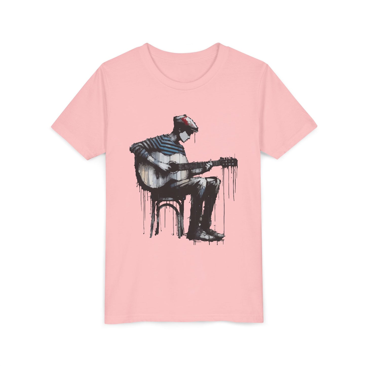 Artistic Youth Tee with Guitar Design, Music Lover Gift, Cool Graphic T-Shirt, Summer Wear, Creative Artsy Shirt
