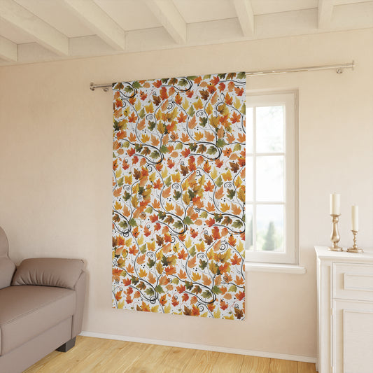 Autumn Floral Window Curtain - Elegant Home Decor, Fall Living Room, Botanical Drapes, Seasonal Decor, Cozy Vibes