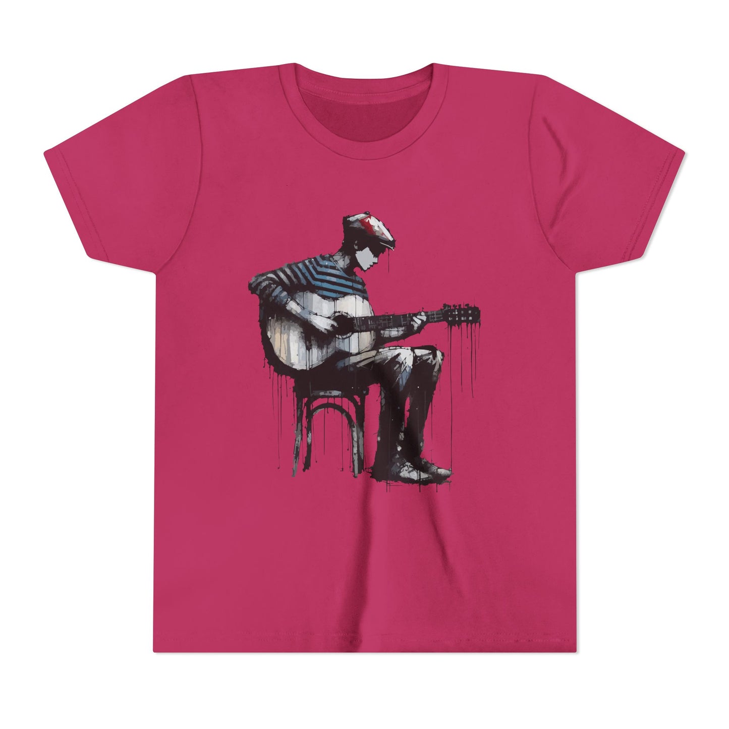 Artistic Youth Tee with Guitar Design, Music Lover Gift, Cool Graphic T-Shirt, Summer Wear, Creative Artsy Shirt
